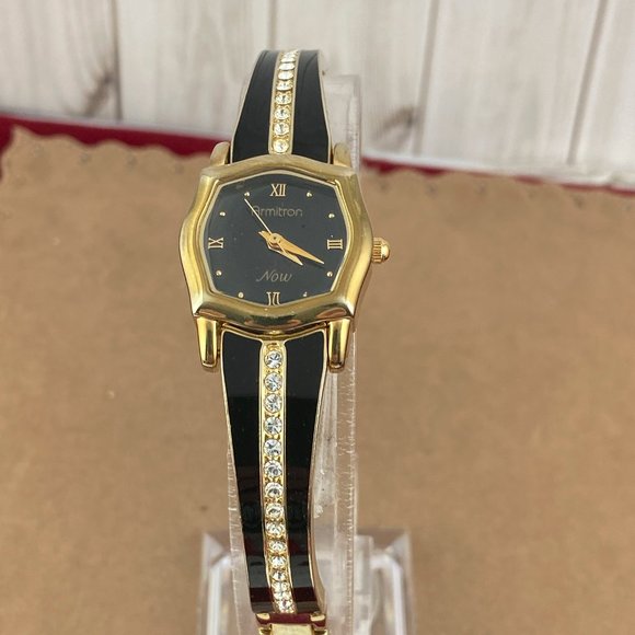 Vintage 1990's Asymmetrical  Armitron Now Gold & Black Slightly Used Watch - Picture 3 of 6